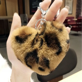 Móc khóa cục bông hình trái tim siêu xinh, móc khóa túi xách