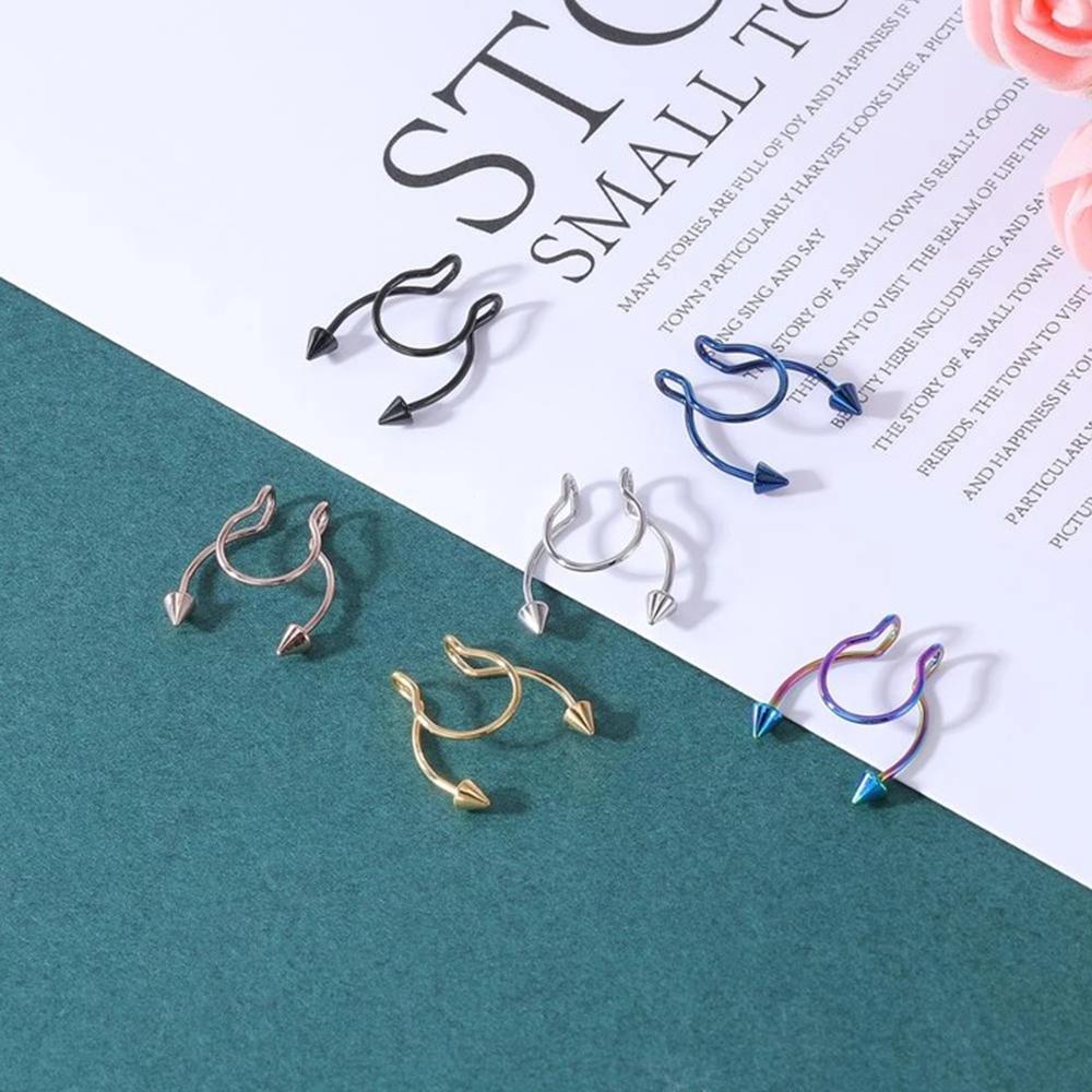 Khuyên Mũi Inox Hình Sừng Hươu Dạng Xoắn Ốc Thời Trang Có Thể Điều Chỉnh
