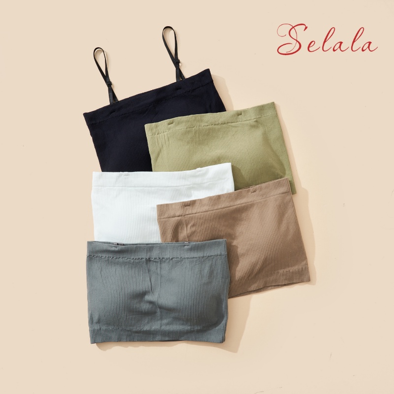 Áo 2 Dây Quây Selala 2 in1 Gân Tăm Có Sẵn Nâng Ngực Tôn Dáng 2D11