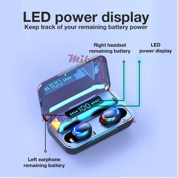 Tai nghe Bluetooth F95, F9 Pro cảm ứng không dây chống nước IPX7, chống ồn tích, chống nước hợp sạc dự phòng