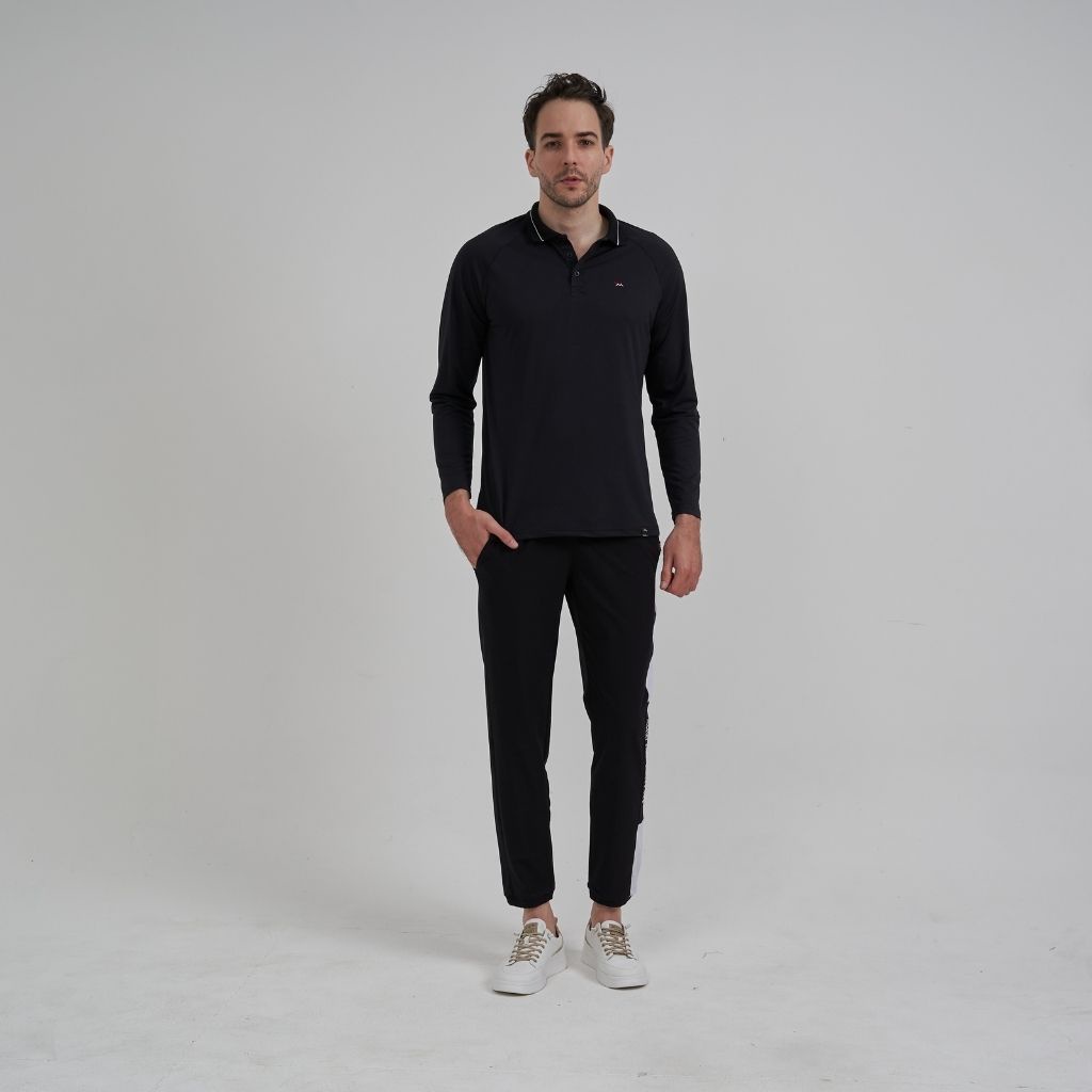 Áo thun có cổ dài tay trơn thể thao nam chất liệu cao cấp | BigBuy360 - bigbuy360.vn