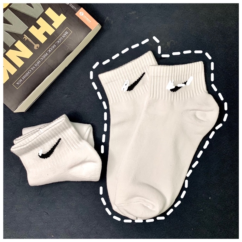 Tất thể thao Ni.ke cổ ngắn, vớ thể thao dệt kim sợi cotton
