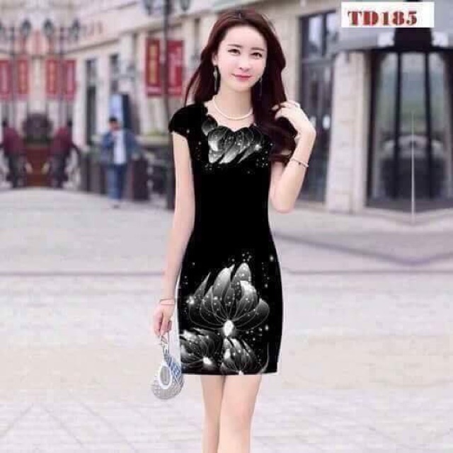 Đầm in hoa 3D cao cấp