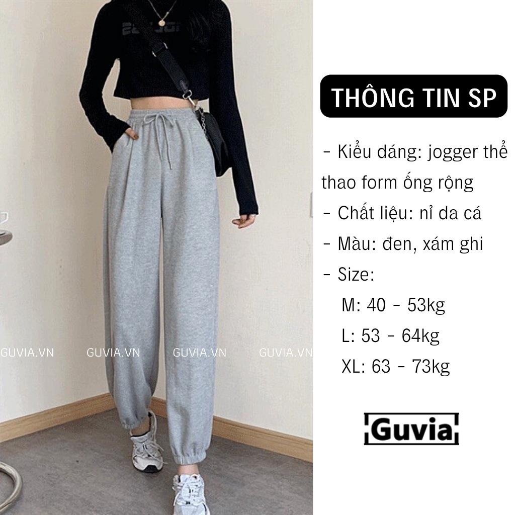 Quần Ống Rộng Nam Nữ JOGGER TRƠN Basic Unisex, Quần Nỉ Da Cá Ống Boom GUVIA QU01