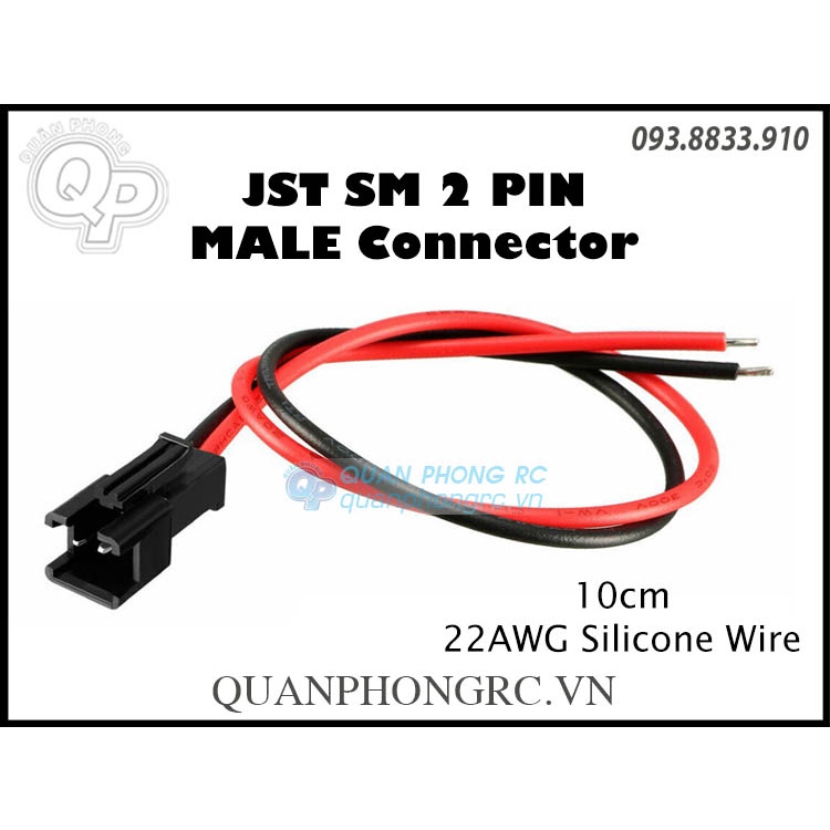 Dây Nối Silicone 22AWG JST SM 2 Pin 10cm ( 2 sợi )