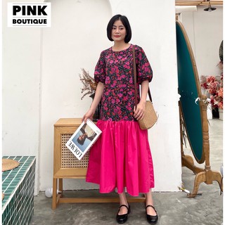 Váy hoa nhí dáng xuông đuôi cá, đầm dáng dài big size thiết kế pinkboutique