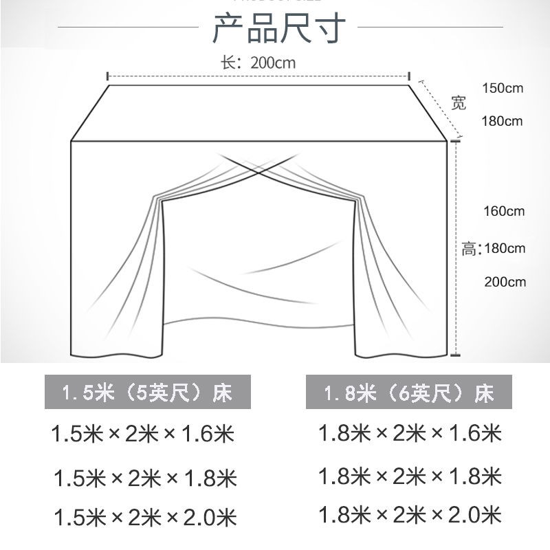 Mã hóa hộ gia đình giường đôi cửa đơn vuông trên cùng hộ gia đình 1,5m / 1,8m / 2m mét để mở rộng màn chống muỗi sàn kiể