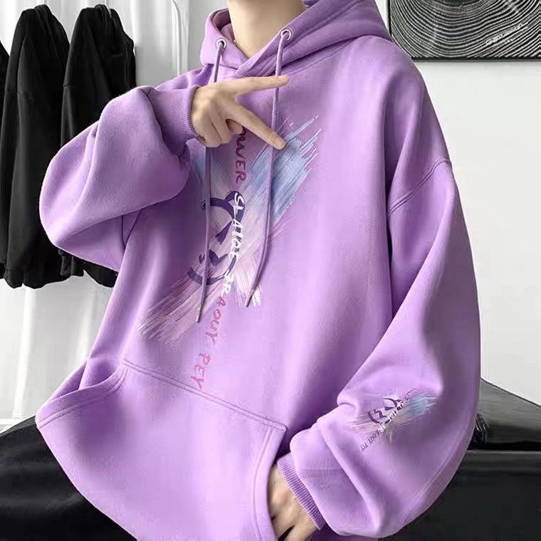 Áo hoodie dáng rộng in hoạt hình hươu cao cổ phong cách hip hop đường phố Hàn Quốc cho nam và nữ size M-5XL