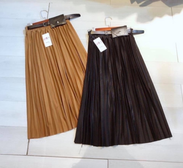 CHÂN VÁY XẾP LY KÈM DÂY LƯNG TÚI DA MS18366 | BigBuy360 - bigbuy360.vn