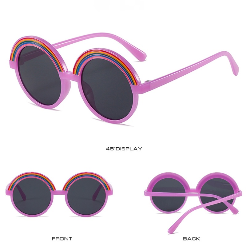 Kính Mát Tròng Tròn Chống Tia UV Hình Cầu Vồng Dễ Thương Cho Bé