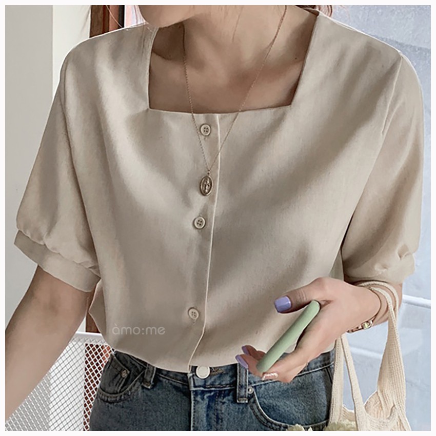 Áo Kiểu Cổ Vuông Tay Phồng