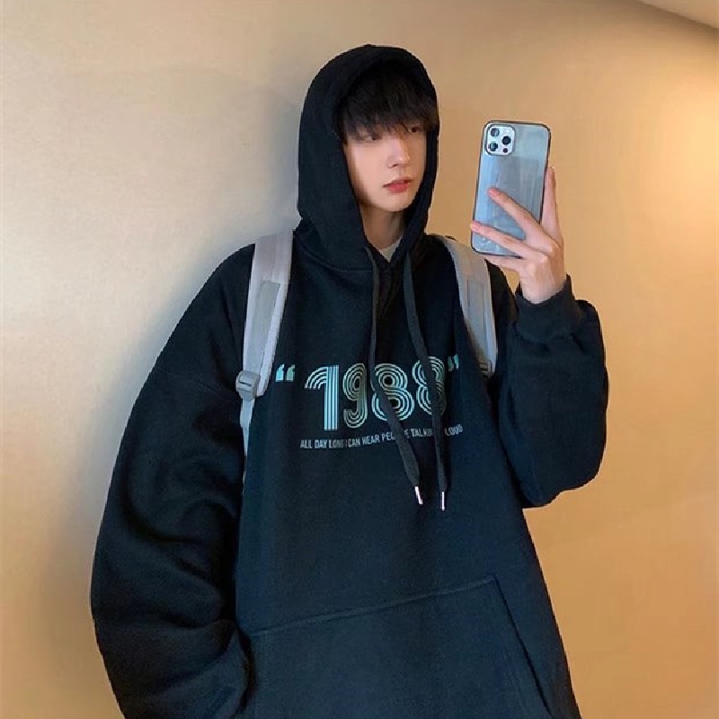 Áo hoodie Thể Thao Dáng Rộng Thoải Mái In Chữ Phong Cách Hàn Quốc Thời Trang Cho Nam Cỡ M-5XL