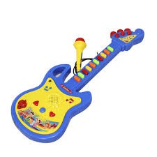 (Freeship) Đồ chơi đàn guitar dùng pin có micro cho bé tập làm ca sĩ (kèm pin)