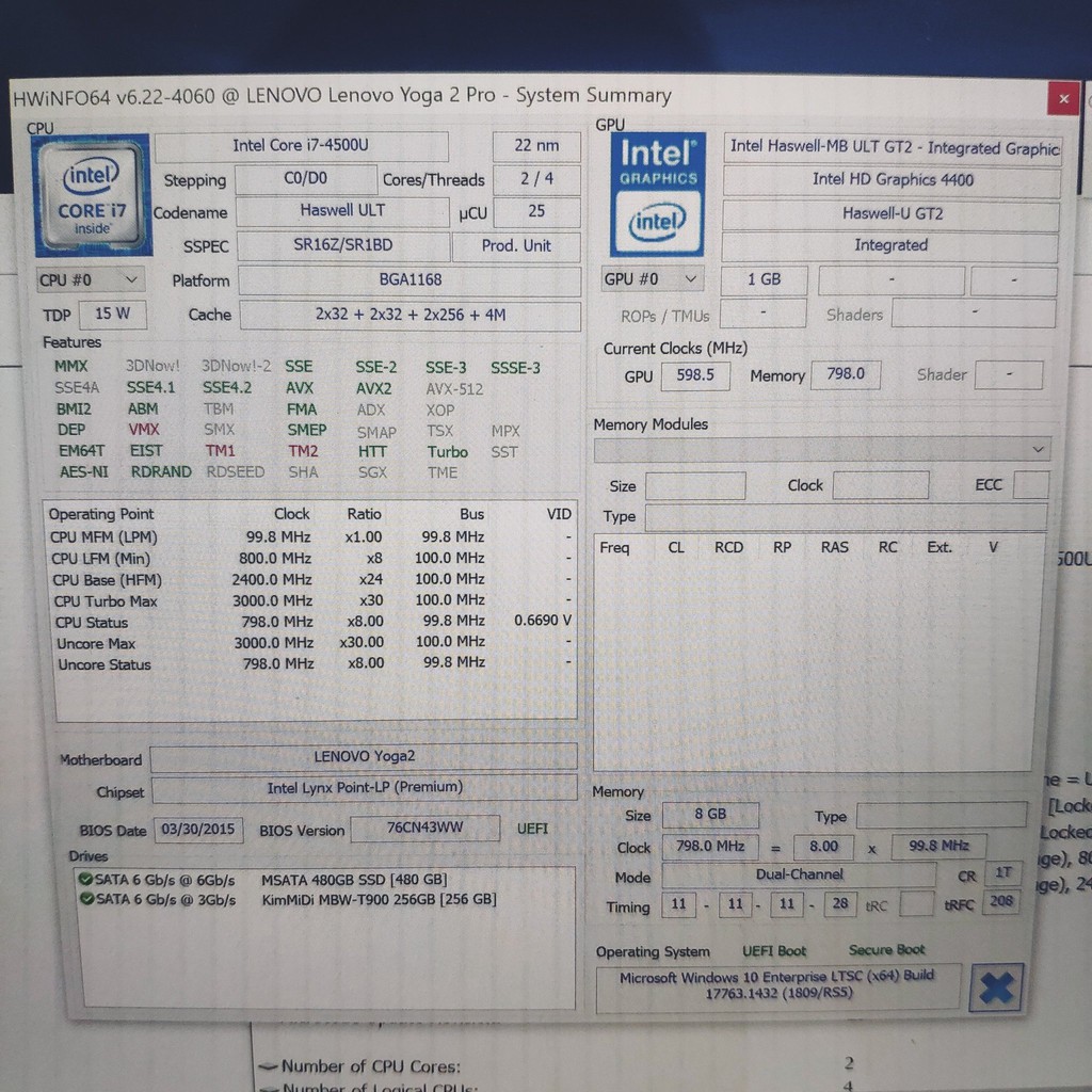 Laptop LENOVO YOGA 2 PRO màn hình cảm ứng 13.3 inch QHD+ Core i7-4500U xung nhịp 3.0GHz 8GB RAM 480GB SSD | BigBuy360 - bigbuy360.vn