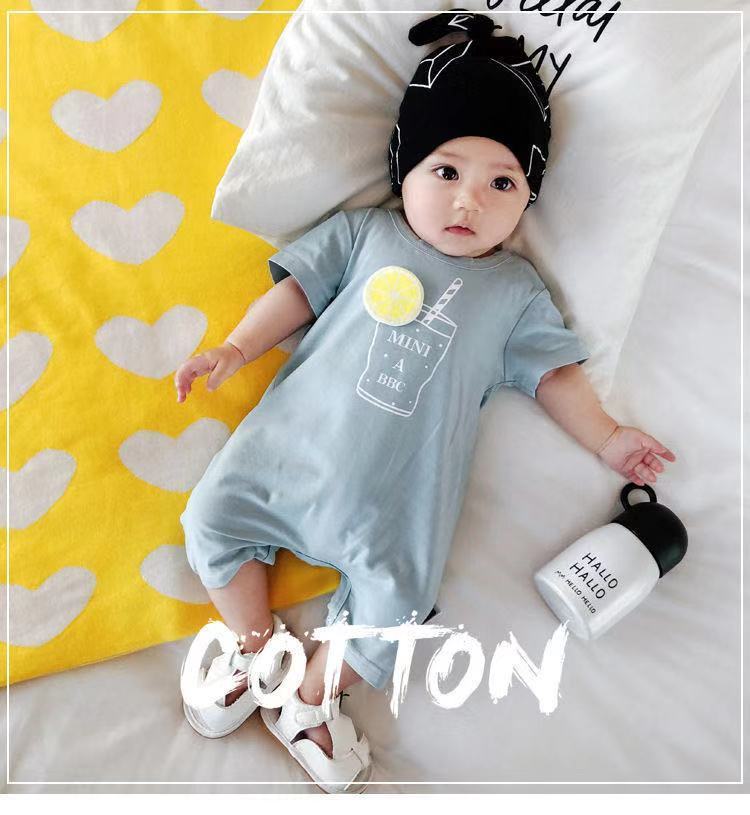 Áo liền quần cotton in họa tiết hoạt hình dễ thương cho bé trai và bé gái sơ sinh
