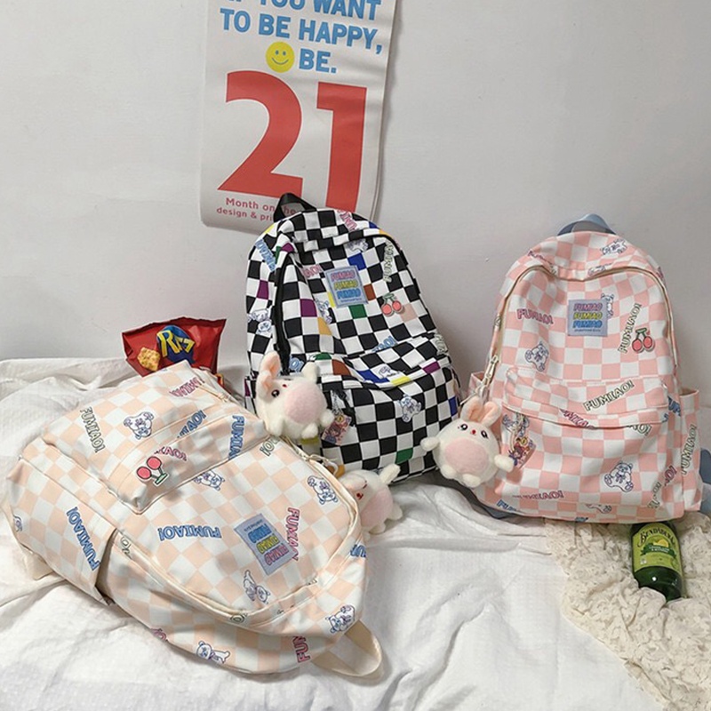 Balo ULZZANG Đi Học Cặp Sách Thời Trang Đẹp Màu Đen Trắng Hồng GUDEO