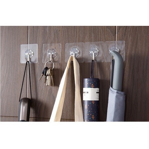 Móc dán tường nhựa đa năng siêu dính trong suốt chịu lực