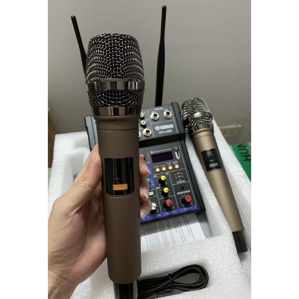 Bộ Mixer Yamaha G4 USB - Mixer Chuyên Karaoke, Livestream, Thu Âm Cao Cấp - Tặng Kèm 2 Micro Không Dây