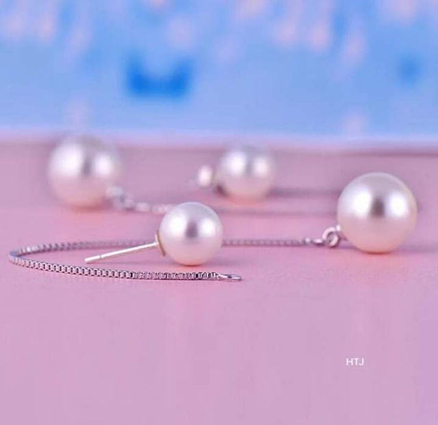 Bông tai bạc Bông bạc 925 tua ngọc nhân tạo Van Jewelry V10625