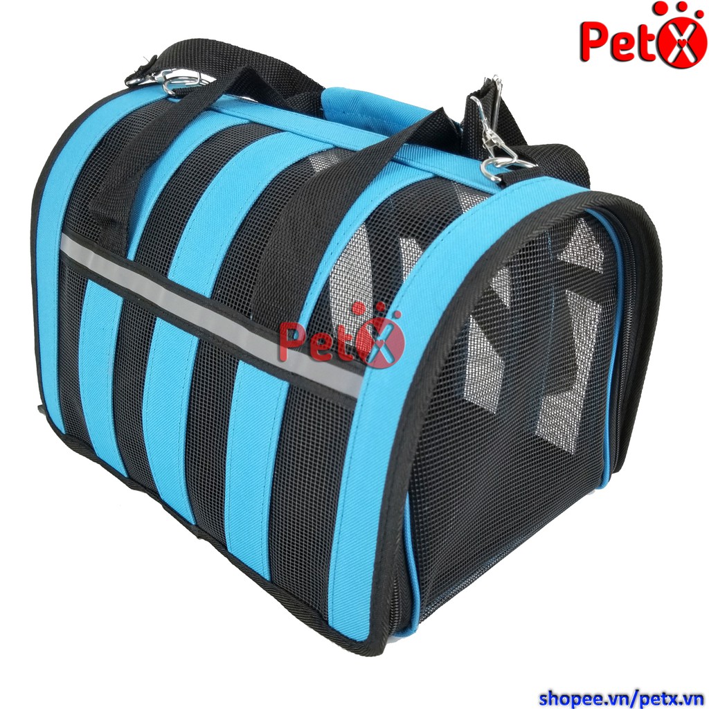 Túi vận chuyển chó mèo, lồng đựng thú cưng dạng lưới vòm có quai xách tay đeo size S, M, L có chọn màu PetX