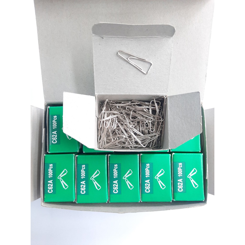 1 hộp to Ghim cài giấy tam giác C62 kẹp chữ A (có 10 hộp ghim nhỏ)