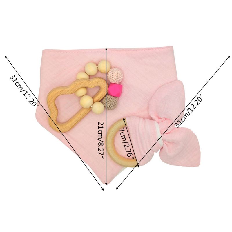 Set 3 Yếm Ăn Cotton Hình Tam Giác Có Núm Ti Giả Cho Bé