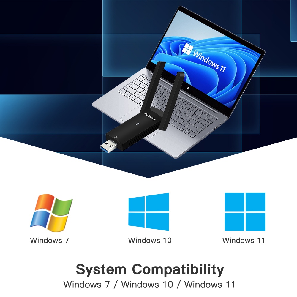 Usb Phát Wifi 6 USB 1800Mbps 802.11A Băng Tần Kép 2.4G / 5Ghz USB 3.0 Cho Windows 7 10 11