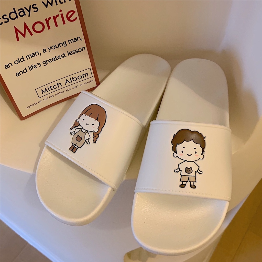 Dép nữ quai ngang họa tiết ( Boy and Girl )  vs  Dép hàn quốc họa tiết siêu dễ thương MSP Boy-Girl