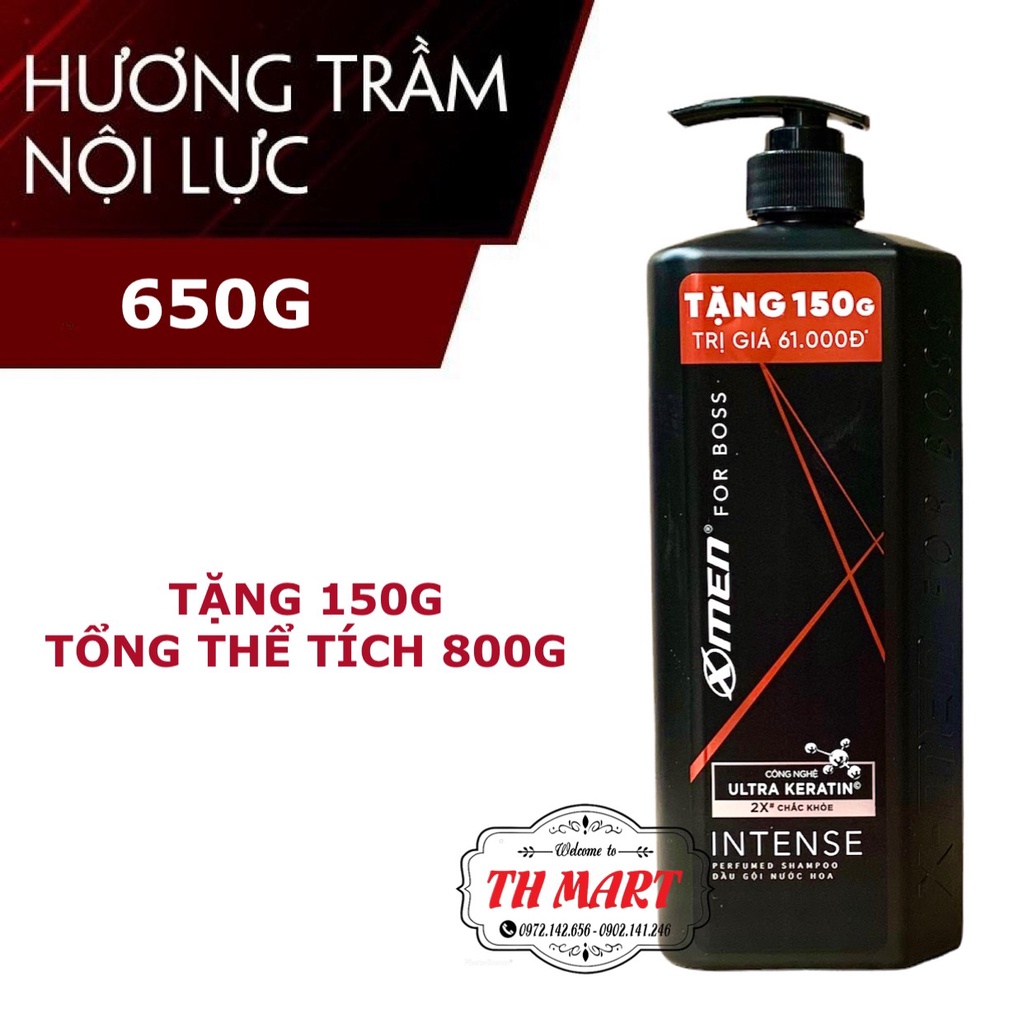 dầu gội đầu xmen for boss hương nước hoa chai 650G tặng thêm 150G