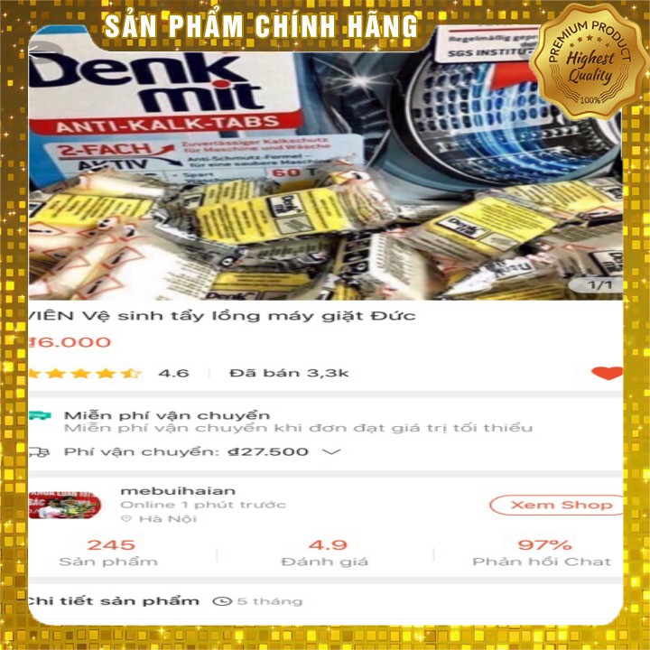 Viên tẩy lồng máy giặt Đức