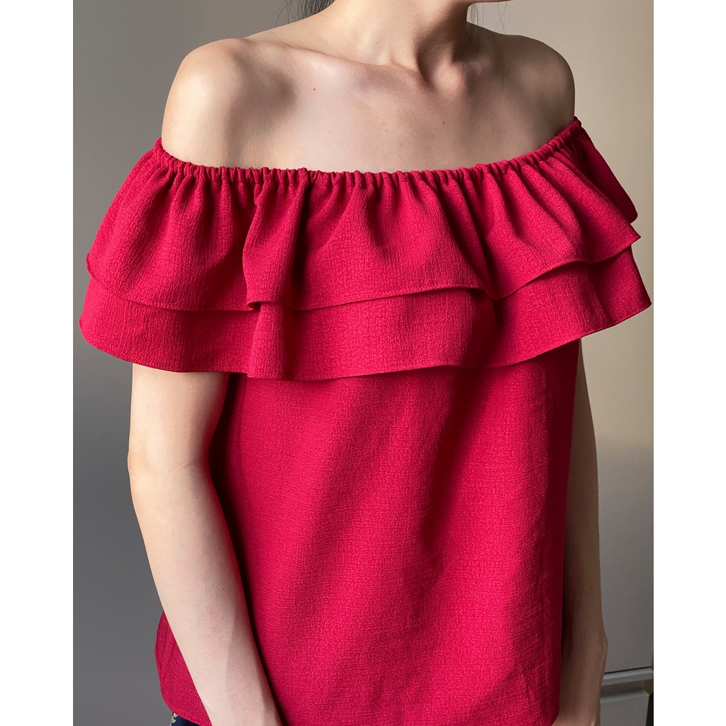 Áo Trễ Vai Bẹt Vai Đen - Vai Co Giãn Style Bánh Bèo Freesize Đen Clothing