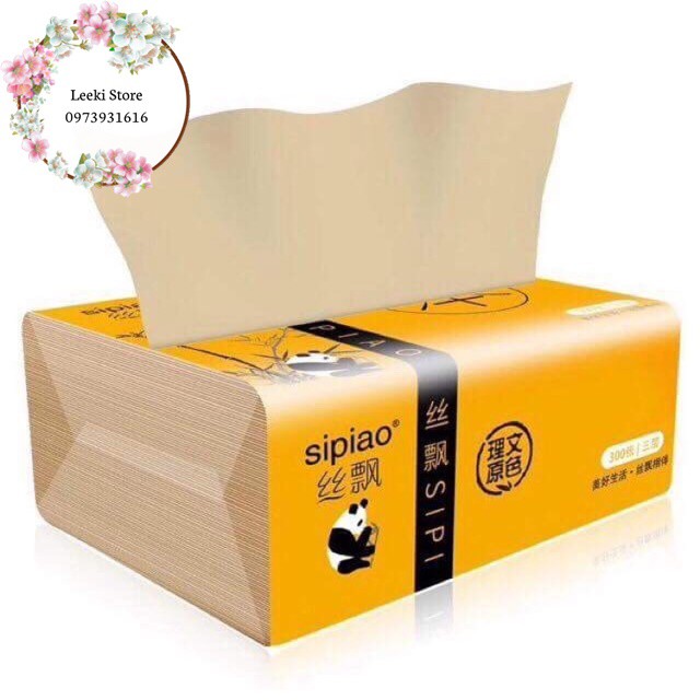 Gói 300 tờ giấy ăn Gấu trúc Sipiao siêu dai