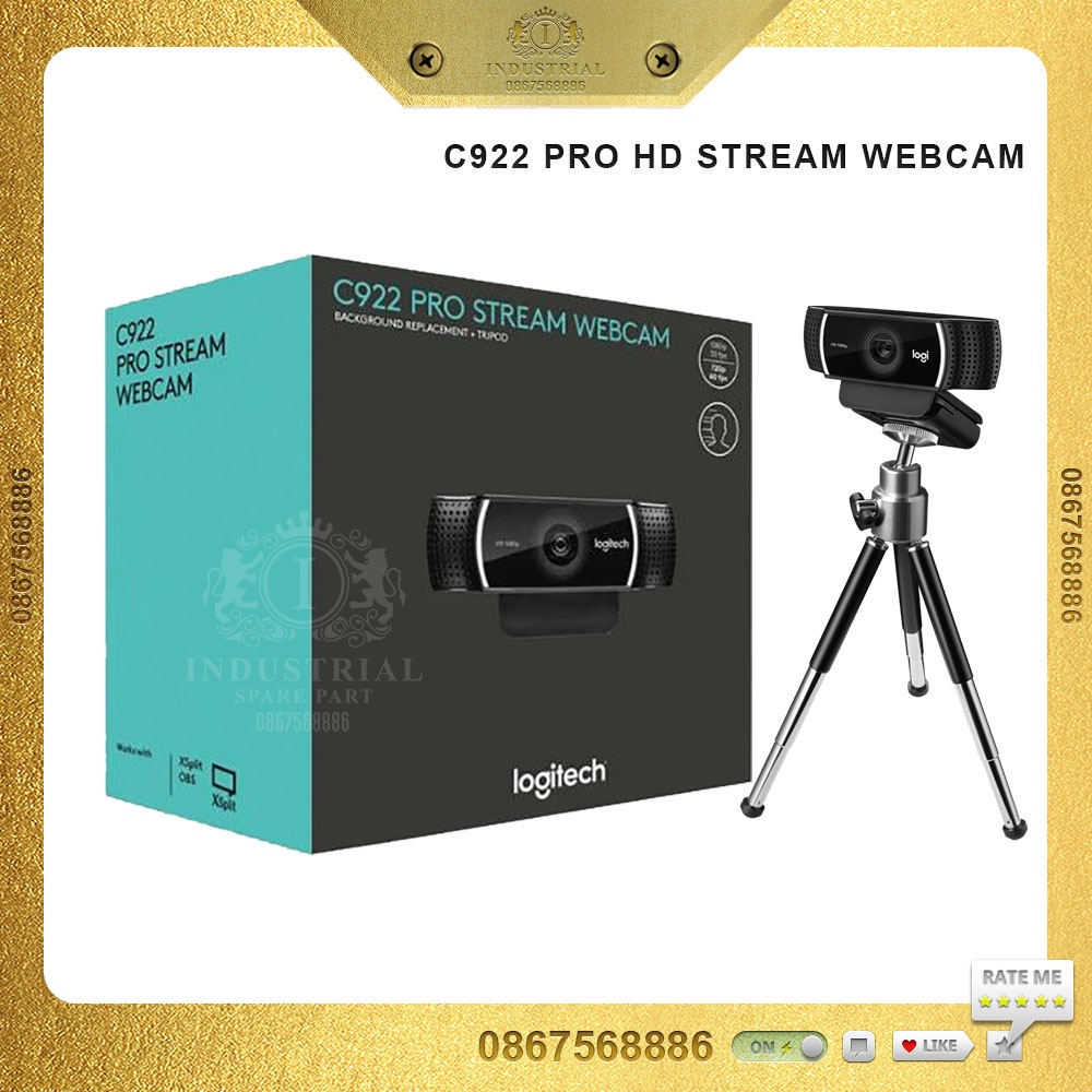 Webcam Logitech C922 Pro Stream Full HD, kèm chân. Bảo hành chính hãng theo serial sản phẩm