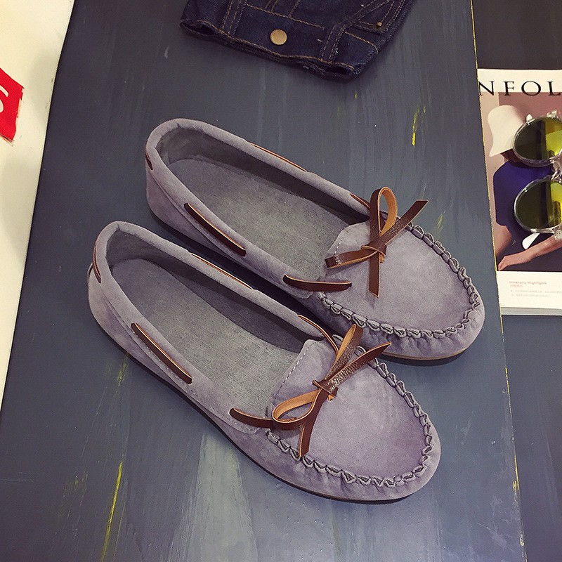 Giày lười da lộn nữ - thắt nơ - siêu xinh | BigBuy360 - bigbuy360.vn