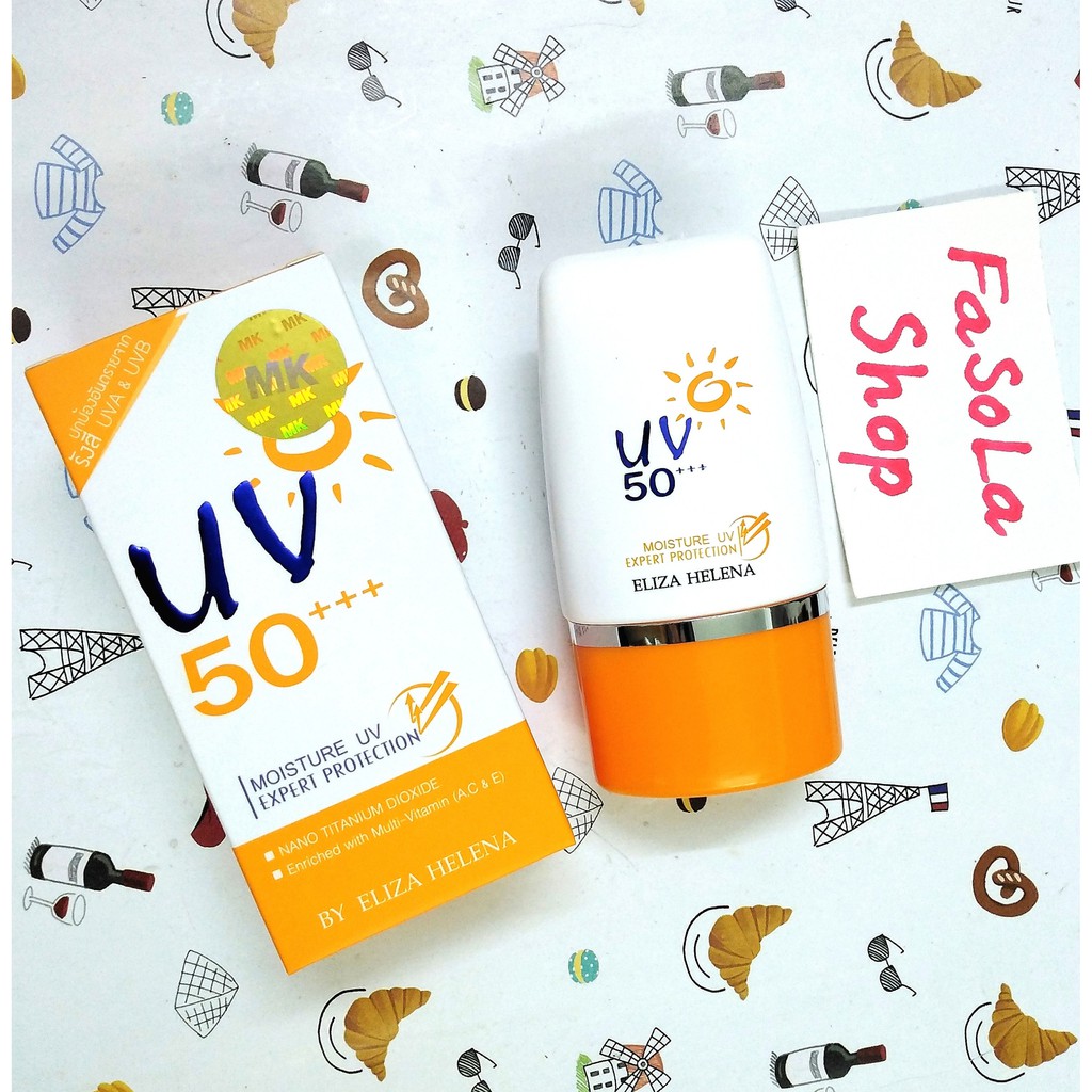 Kem chống nắng ELIZA HELENA Thái Lan UV 50+++ 30g chống tia UVA UVB dưỡng ẩm vitamin A C E sunblock sun cream sunscreen