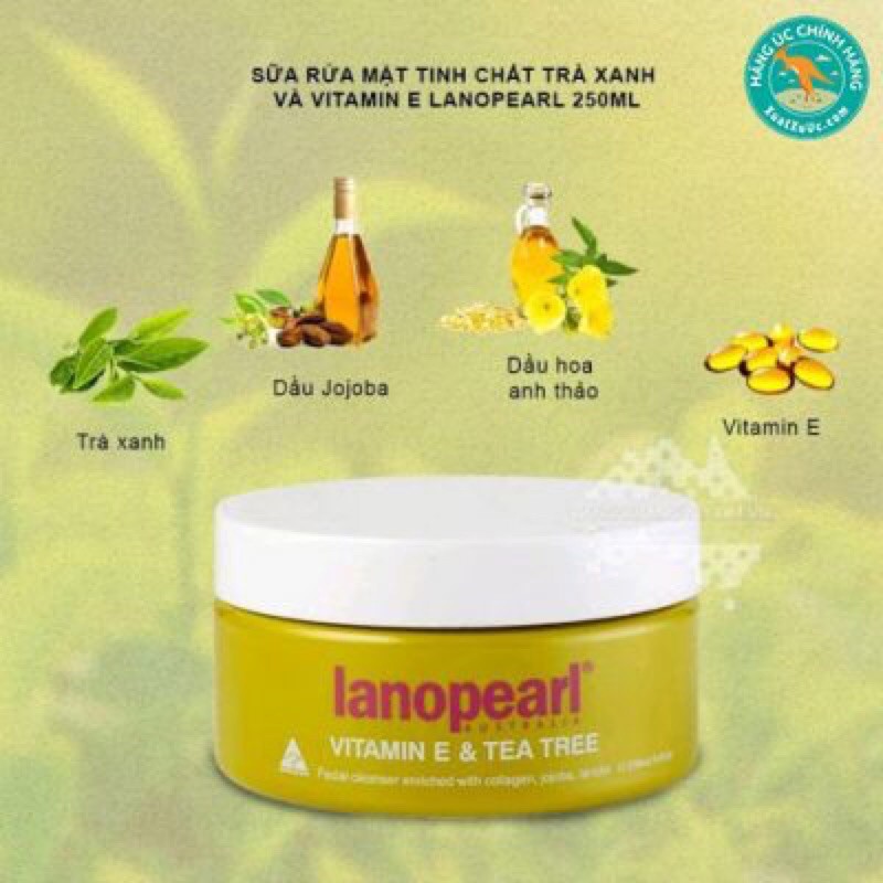 Sữa rửa mặt Lanopearl Trà xanh và Vitamin E Lanopearl Vitamin E & Tea Tree Cleanser 250ml - Hàng Úc CHính Hãng