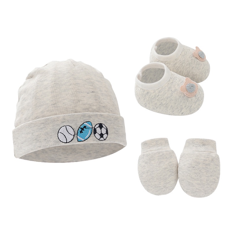 Set 3 Món Gồm Găng Tay + Găng Tay + Vớ cotton Họa Tiết Hoạt Hình Cho Bé 0-6M