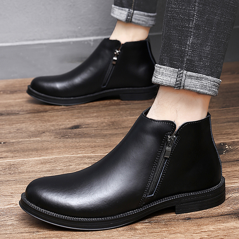 Giày Bốt Da Bò Có Khóa Kéo Thời Trang Dành Cho Nam