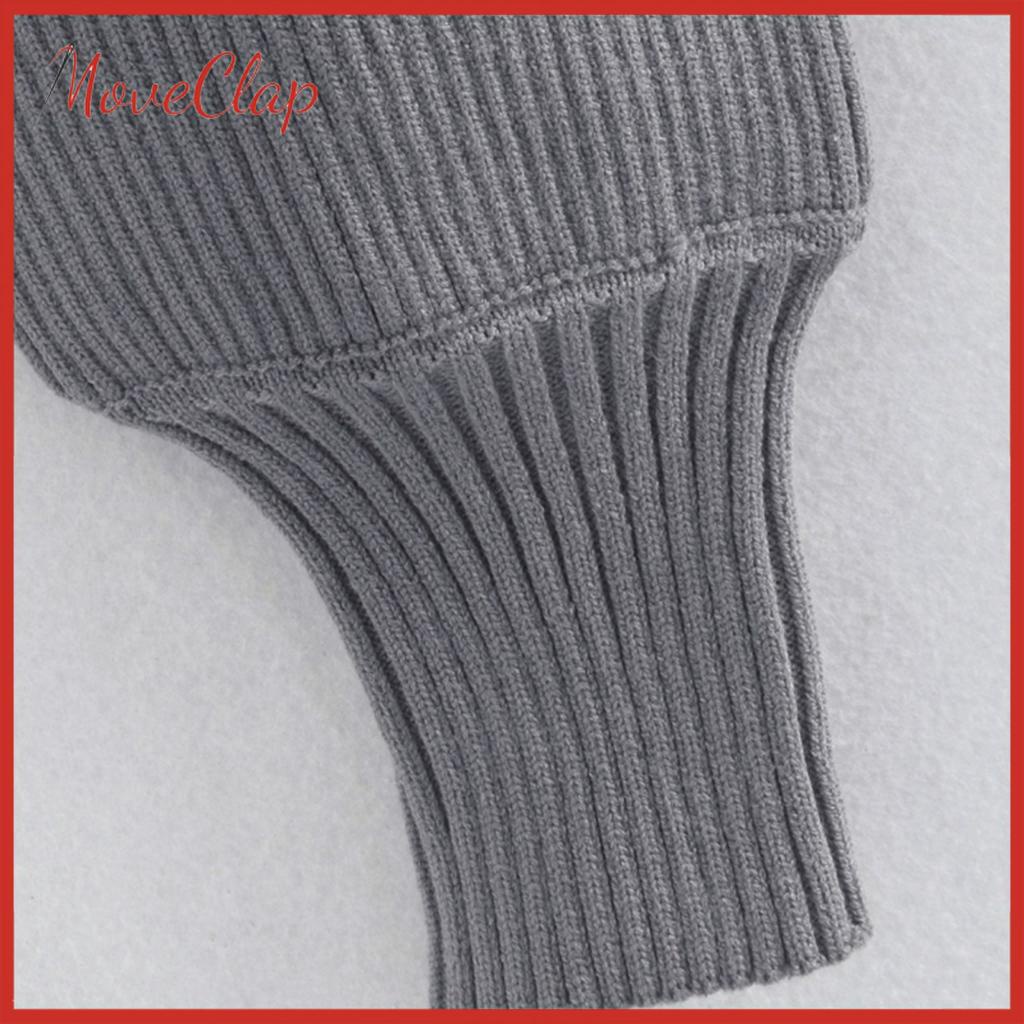 Áo Sweater Dệt Kim Chui Đầu Cổ Cao Tay Phồng Dài Thời Trang Đường Phố  Movecap