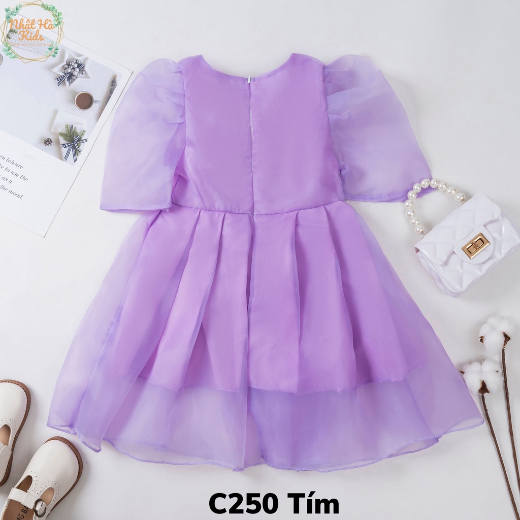 Váy bé gái công chúa C250 size đại từ 12-43kg chất liệu tơ óng tay bồng siêu xinh