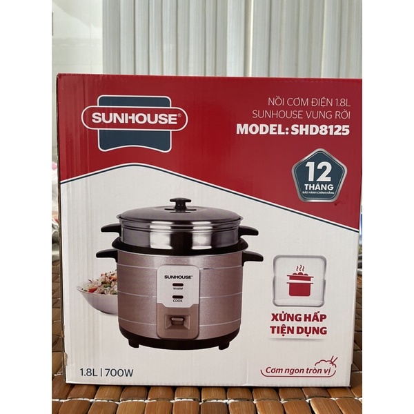 Nồi cơm điện nắp rời SUNHOUSE SHD8125 vung rời(xưởng hấp tiện dụng)