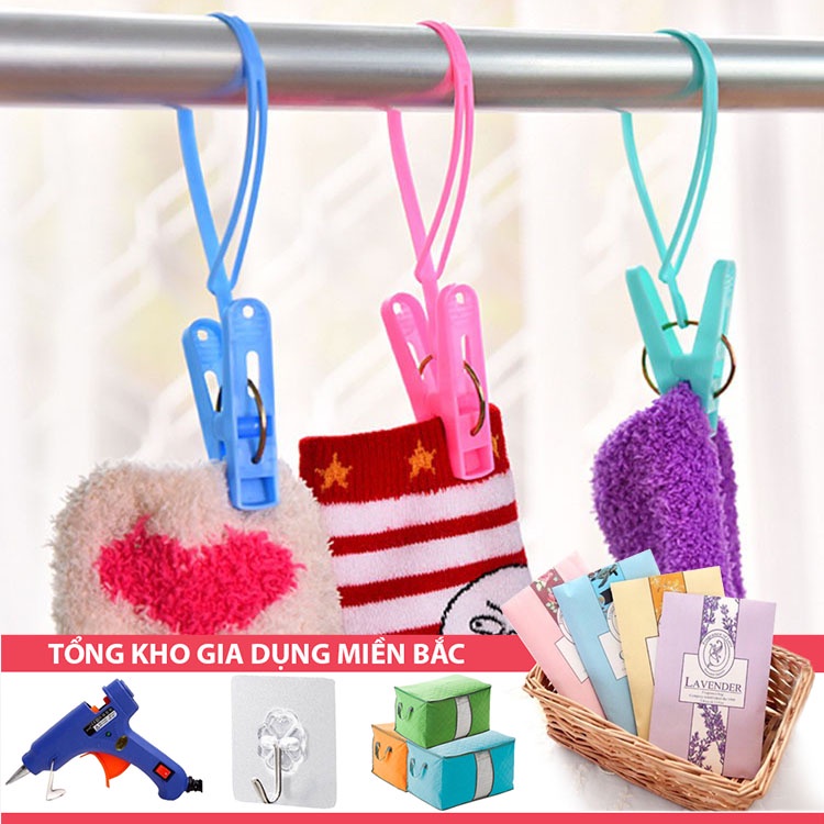 [Tổng Kho Sỉ] Móc Kẹp Dây Phơi - Treo Quần Áo - Treo Đồ Có DÂY RẰNG (Hàng Tốt)