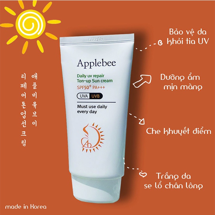 Kem chống nắng che khuyết điểm applebee