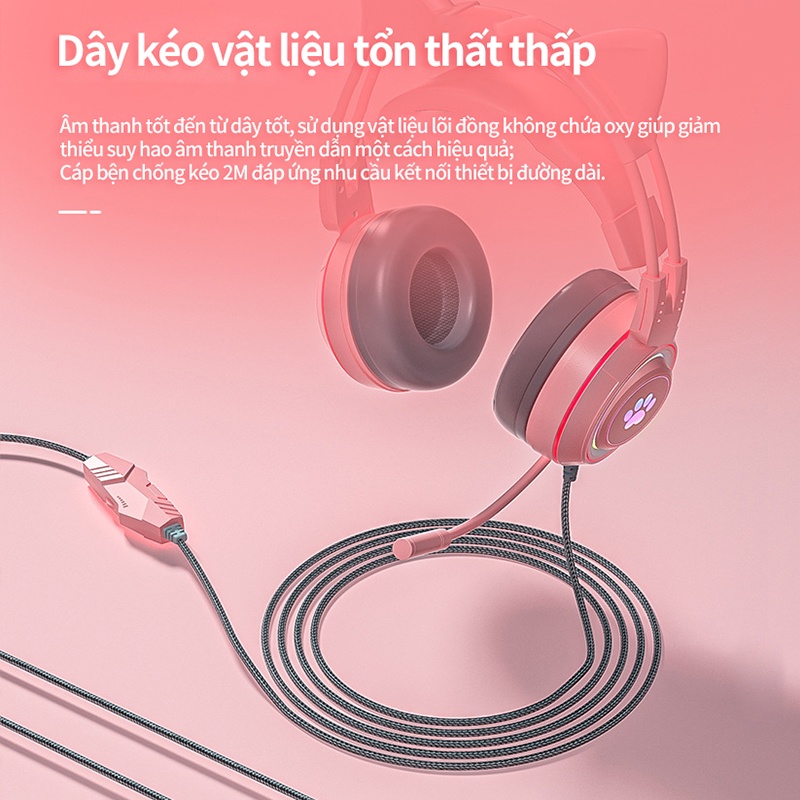 Tai Nghe Mèo có dây, Headphone Chụp Tai Có Mic Chơi Game SY-G25 , Đơn vị ổ đĩa 50mm,Âm thanh không gian 3D,Nghe Nhạc HIF