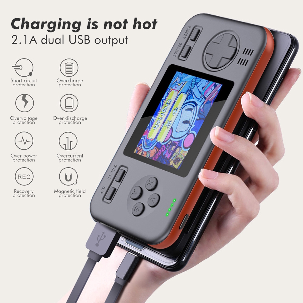 Sạc dự phòng dung lượng 8000mAh tích hợp máy chơi game phong cách cổ điển có màn hình màu tiện dụng