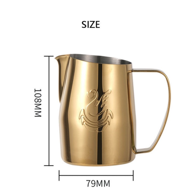 JIBBI Swan Coffee Frothing Pitcher Jug Hồng dày 450ML Ca Đánh Sữa