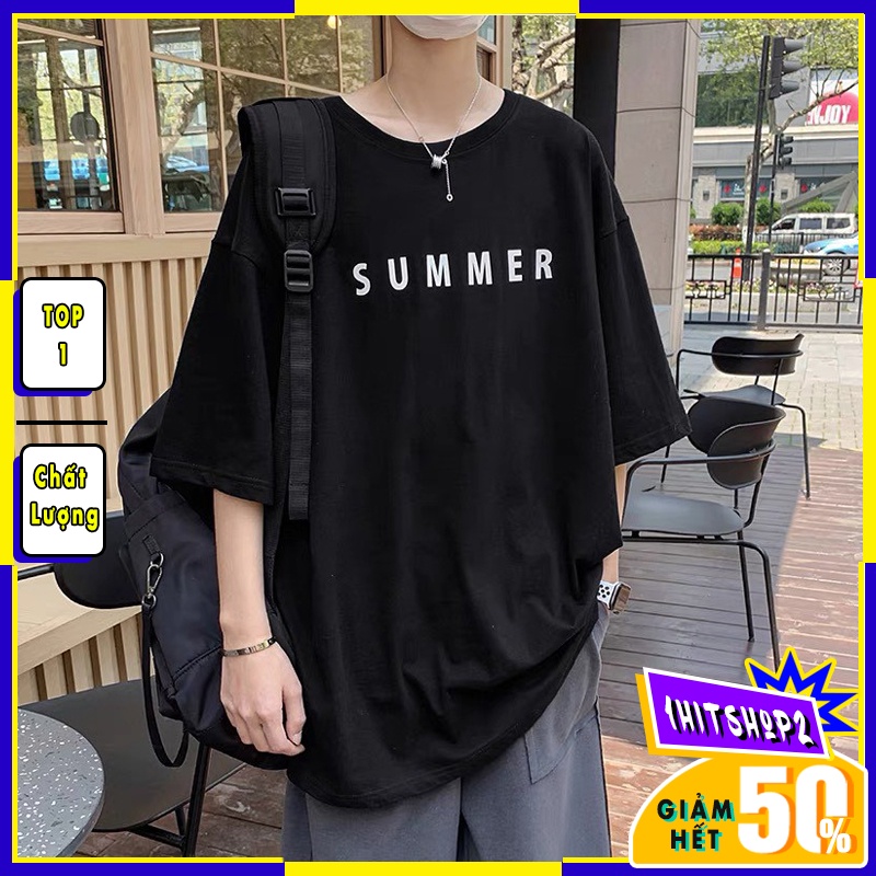 Áo thun unisex tay lỡ nam nữ form rộng ,áo phông phong cách SUMMER basic tee A105