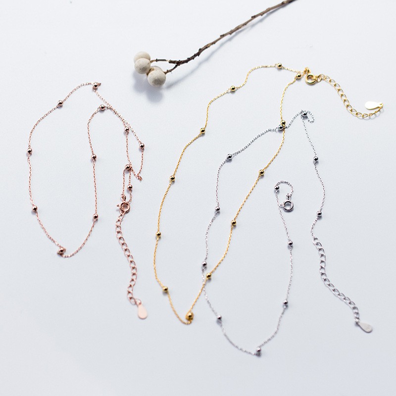 925 Silver Plated Necklace with Beautiful Round Beads