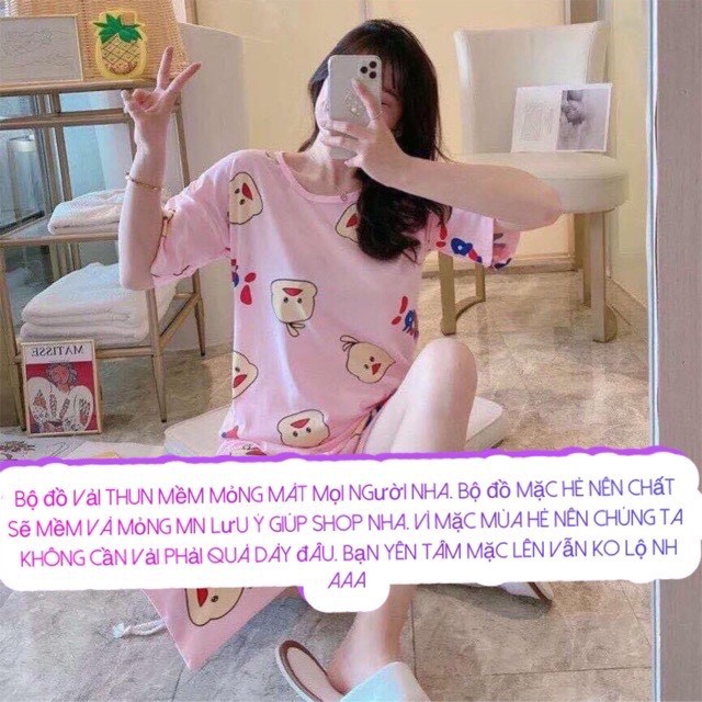 _Bộ đồ Pijama mặc nhà ĐÙI thun sữa mềm chất mát dễ thương | BigBuy360 - bigbuy360.vn