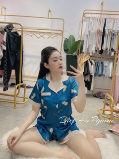 Sỉ bộ lụa mặc nhà áo cộc quần cộc _ ảnh thật